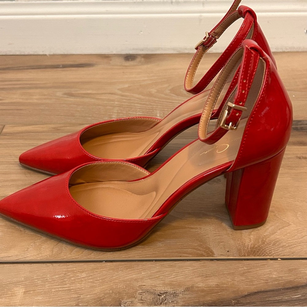 Jessica Simpson Red Patent Strap 3.5 inch Heels - Picture 6 of 9
